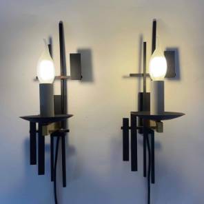 A Pair of Italian Brutalist Wall Lights